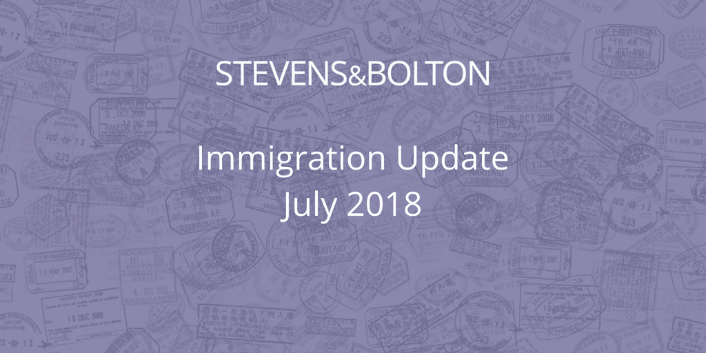 Immigration Update - July 2018